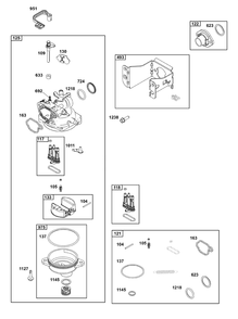 Carburetor Group Diagram and Parts List for 09P902-0018-H5 020000 - 09Z999 Briggs and Stratton Engine